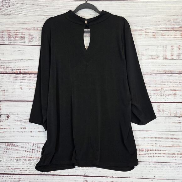 NWT Torrid Choker Neck Tunic Top 3X Black Long Sleeve Timeless Minimalist Basic - Picture 2 of 13
